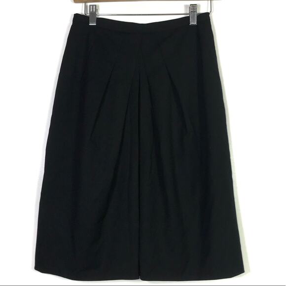 Lafayette 148 New York Pleated Black A-Line Wool Skirt 2 EUC - Picture 1 of 8